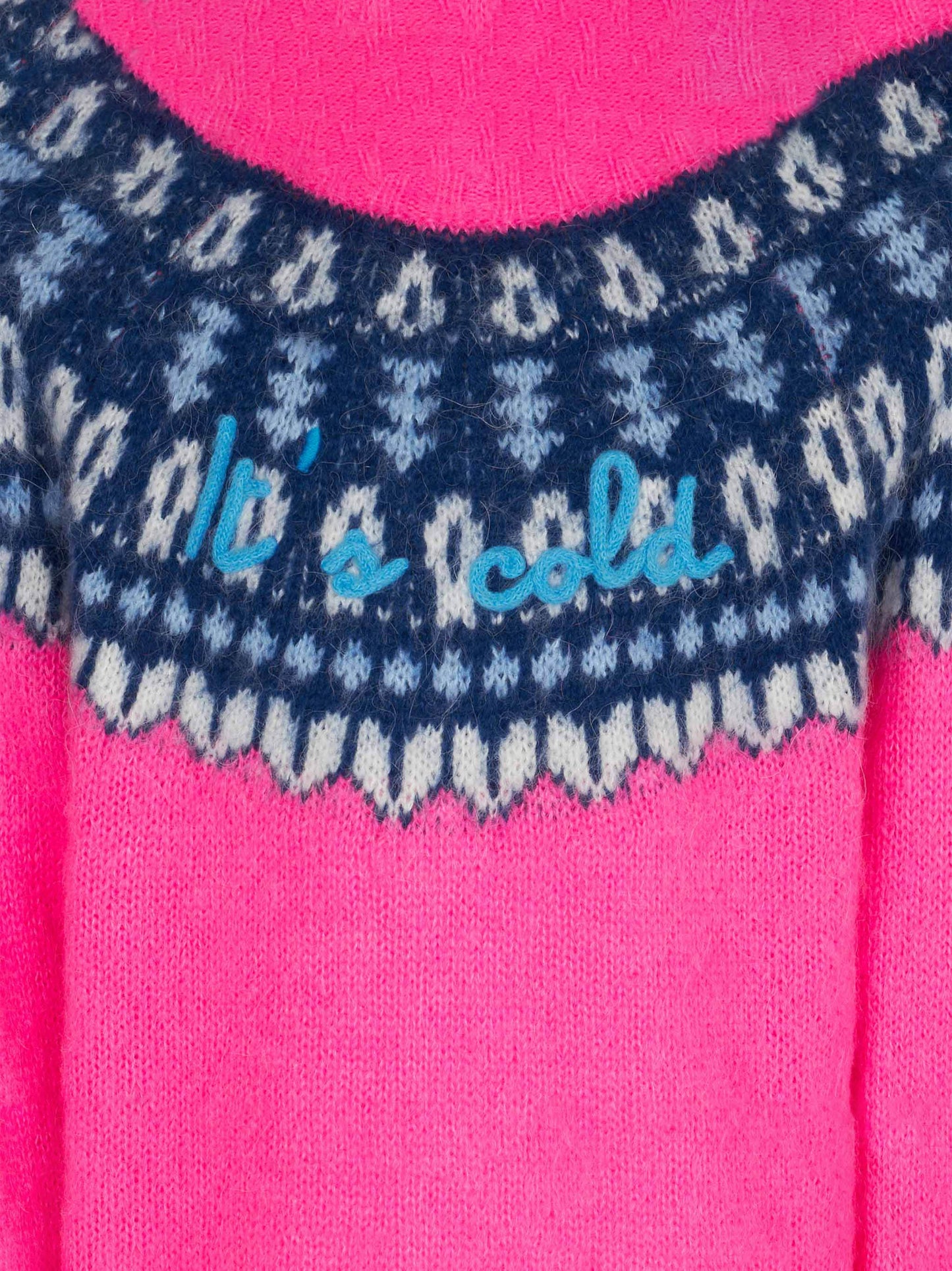 Girl brushed crewneck sweater with nordic jacquard