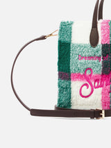 Borsa a mano Vivian in sherpa con stampa check multicolor