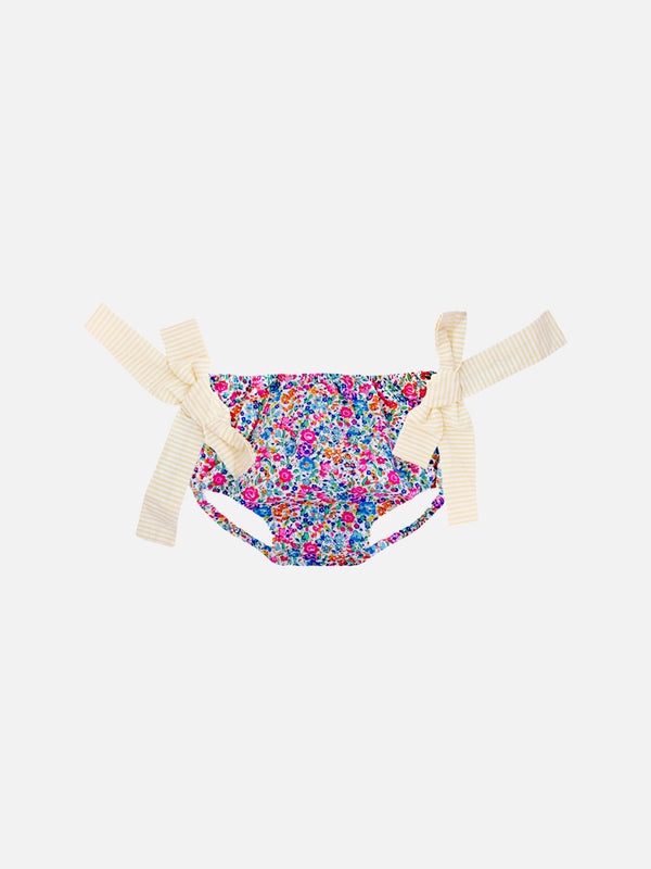 Slip da bagno da bambina con stampa fiori Liberty e fiocchi | EDIZIONE SPECIALE LIBERTY