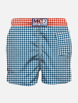 Man swim shorts gingham print with pocket