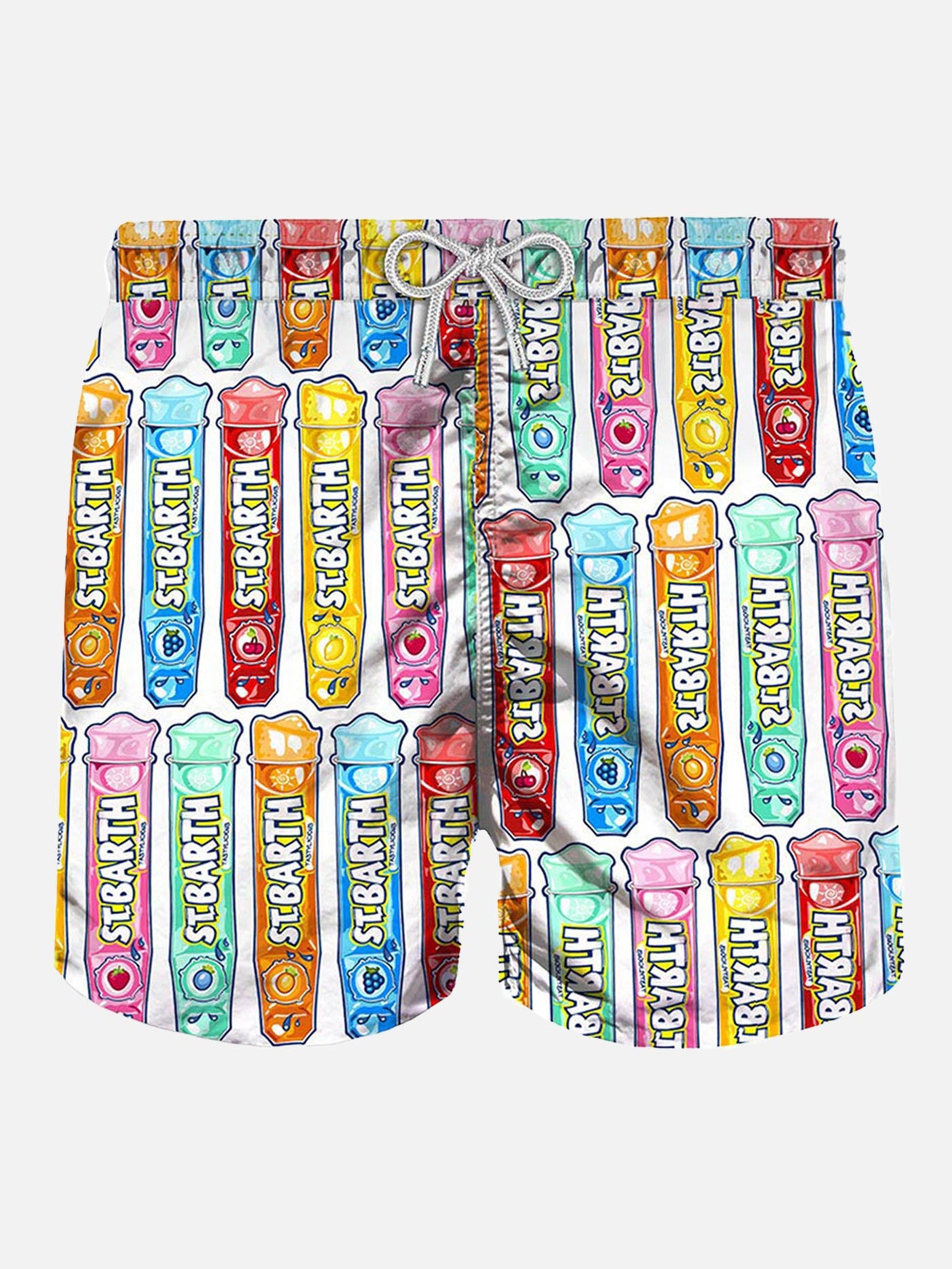 Mittellange Badeshorts mit Eis am Stiel-Print