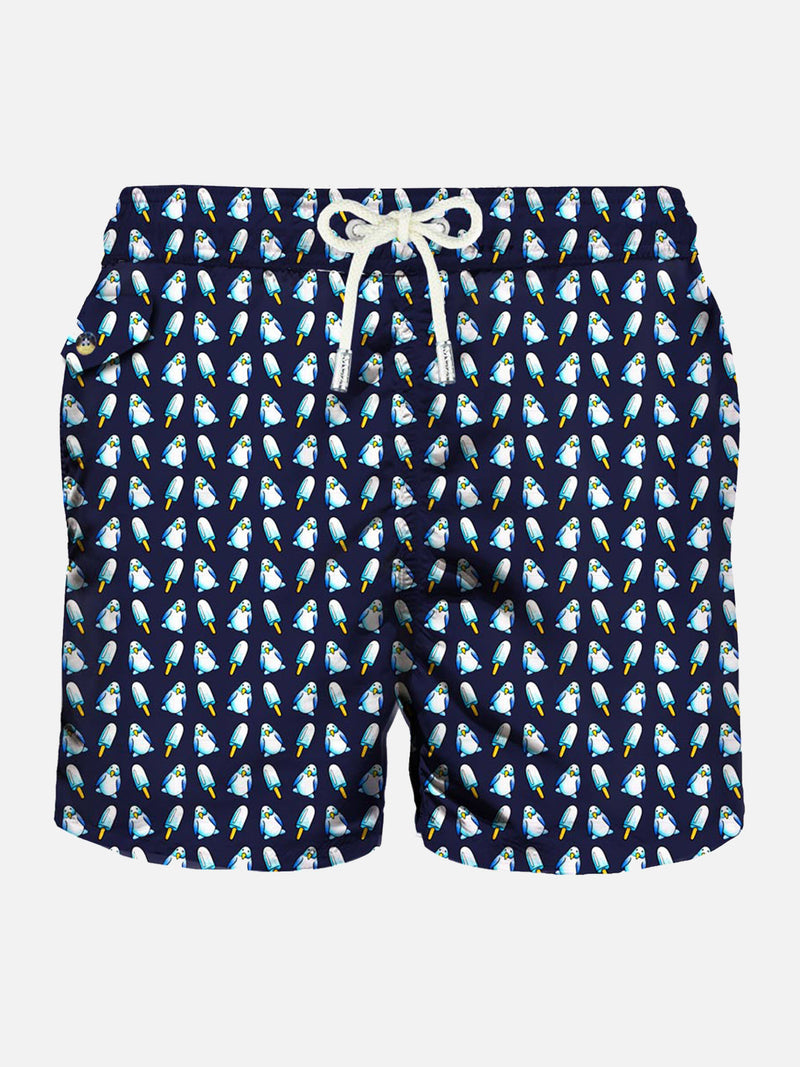 Man swim shorts penguins micro print