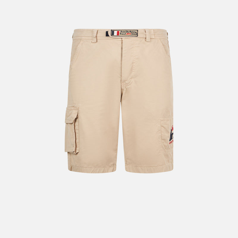 Beige cargo bermuda with pockets