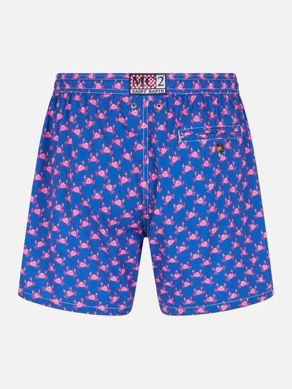 Man light fabric comfort swim shorts with crabs print