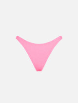 Damen-Schwimmslip in Fluo-Rosa in Crinkle-Optik