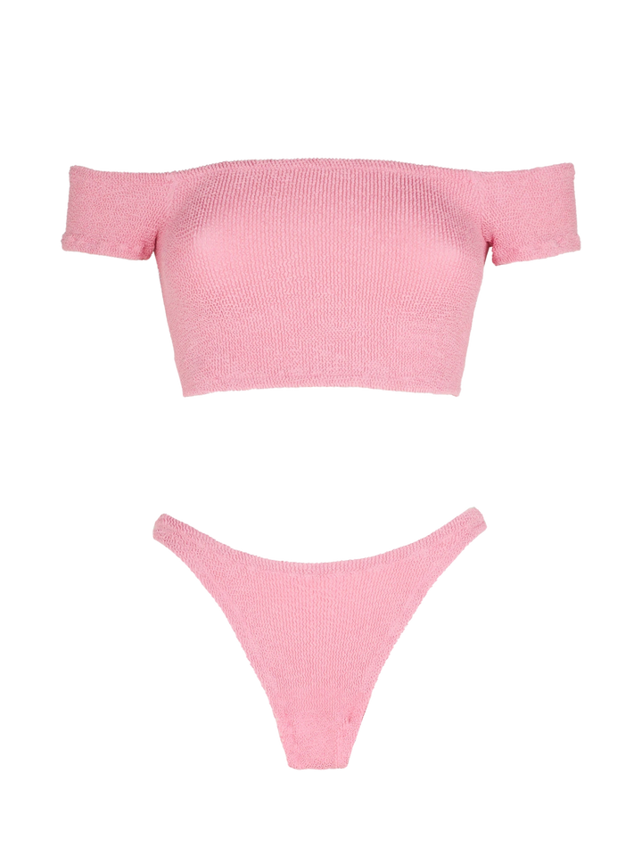 Damen-Bikini in Crinkle-Optik mit breiten Trägern