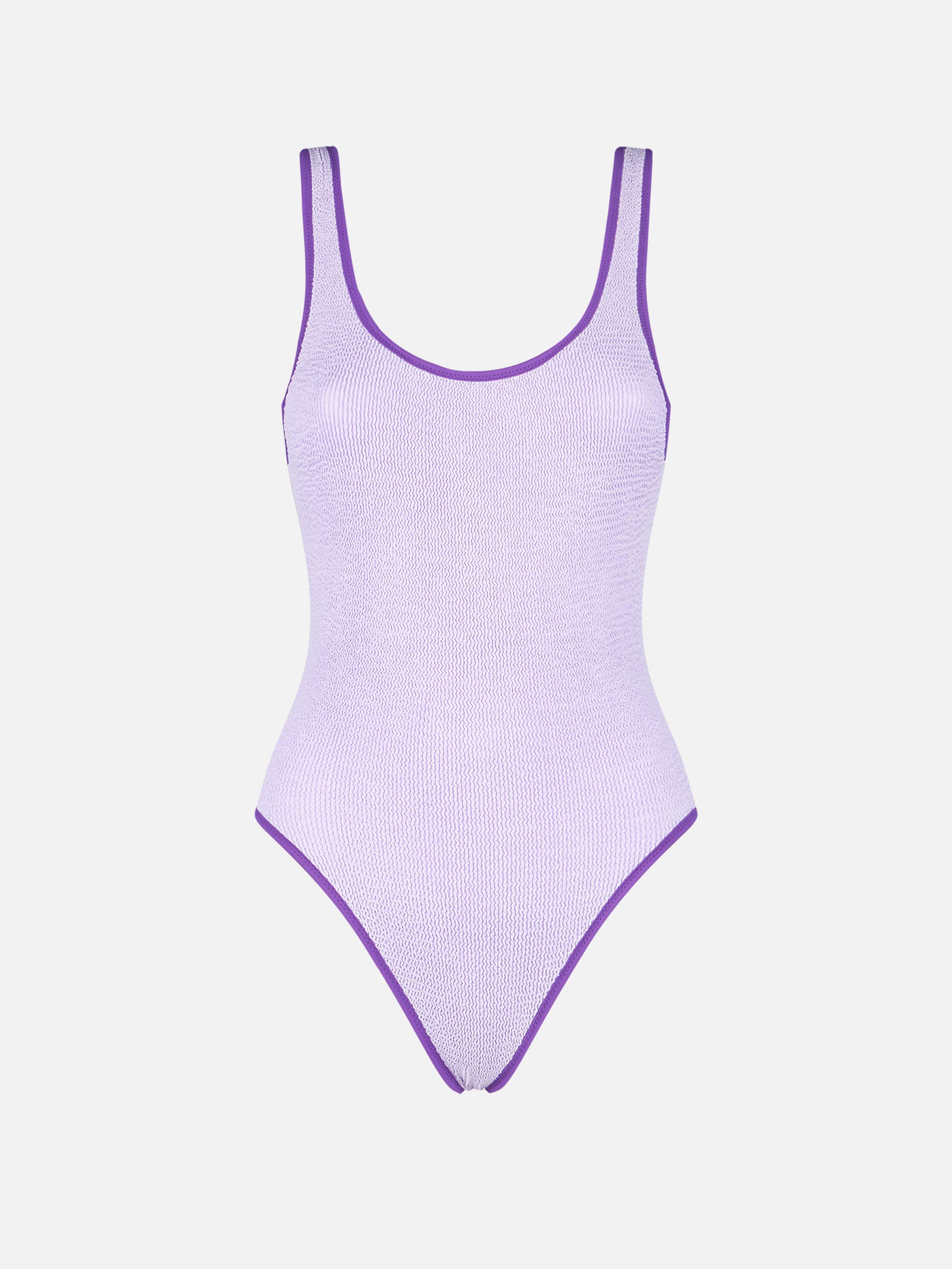 Woman lilac crinkle one piece swimsuit | MELISSA SATTA SPECIAL EDITION - MC2 Saint Barth