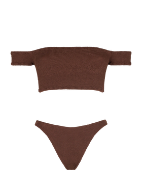 Woman crinkle wide shoulder strap bikini