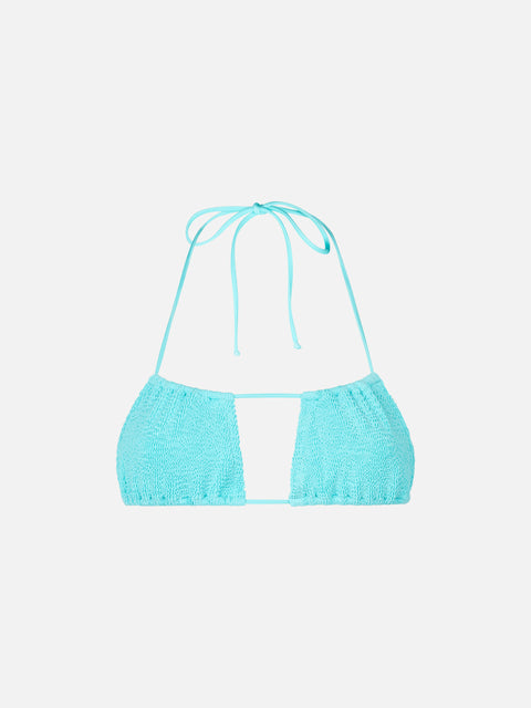 Woman water green crinkle bandeau top - MC2 Saint Barth