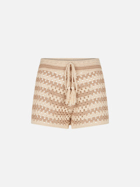 Mehrfarbige Häkelshorts