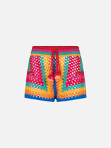 Multicolor crochet shorts