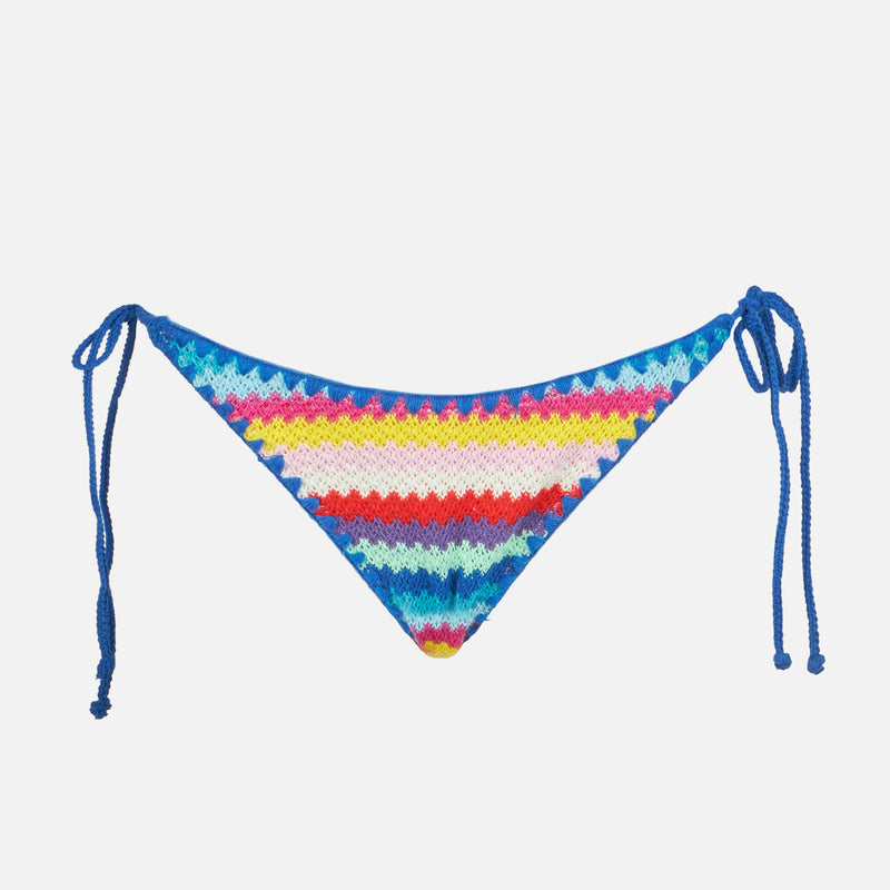 Woman crochet swim briefs with adjustable side laces