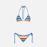 Woman striped crochet triangle bikini