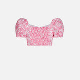 Crop top da bambina con ricamo margherite