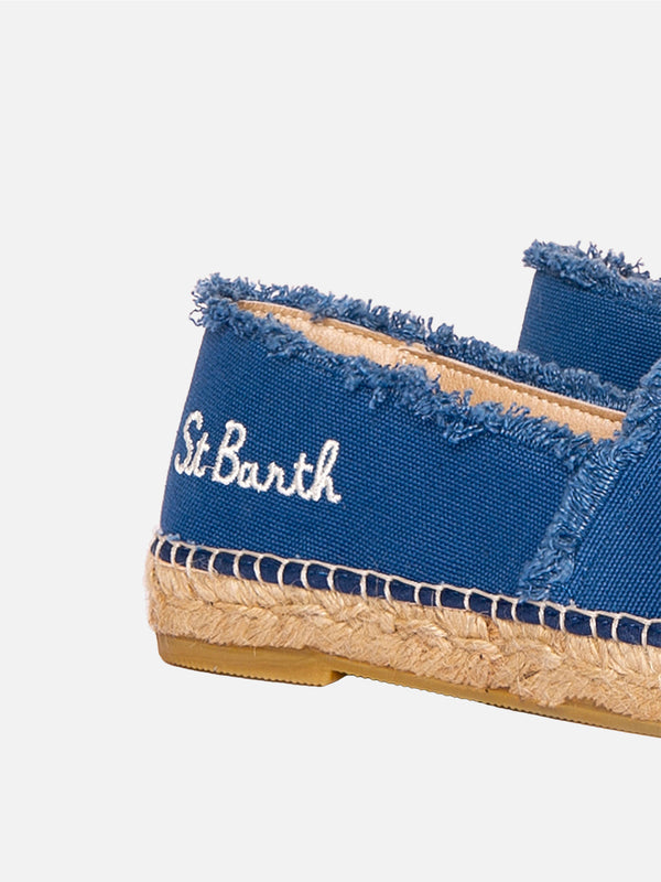 Denim canvas espadrillas with embroidery