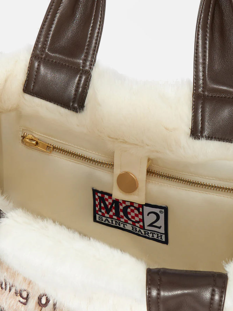 Brown gradient furry Flavea handbag