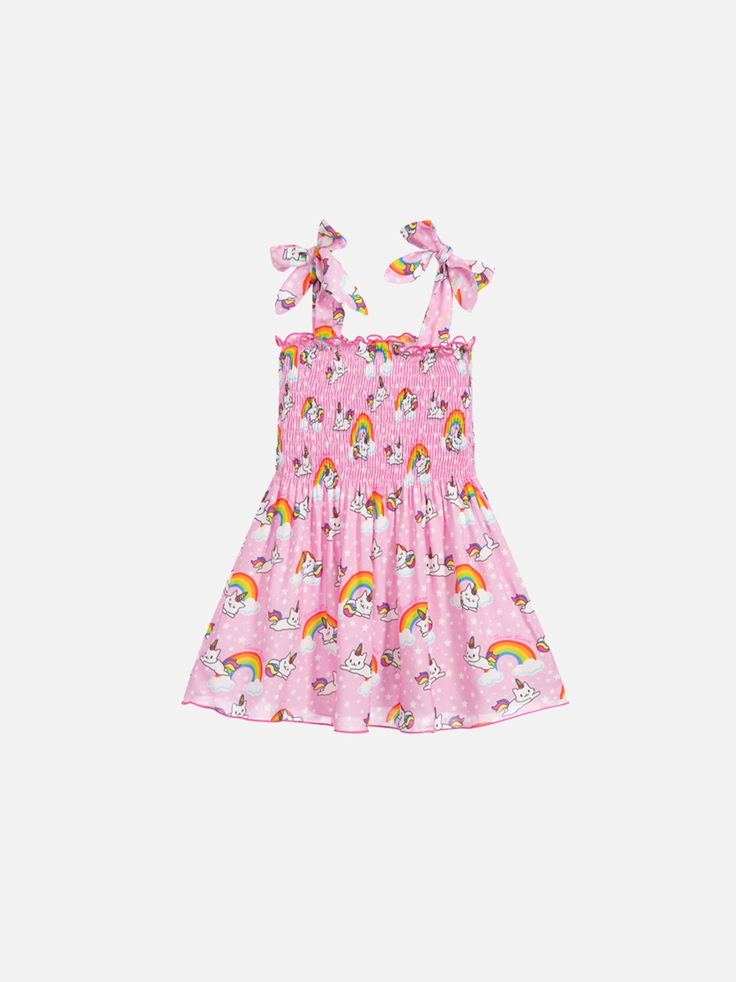Mädchenkleid mit Einhorn-Katzen-Print