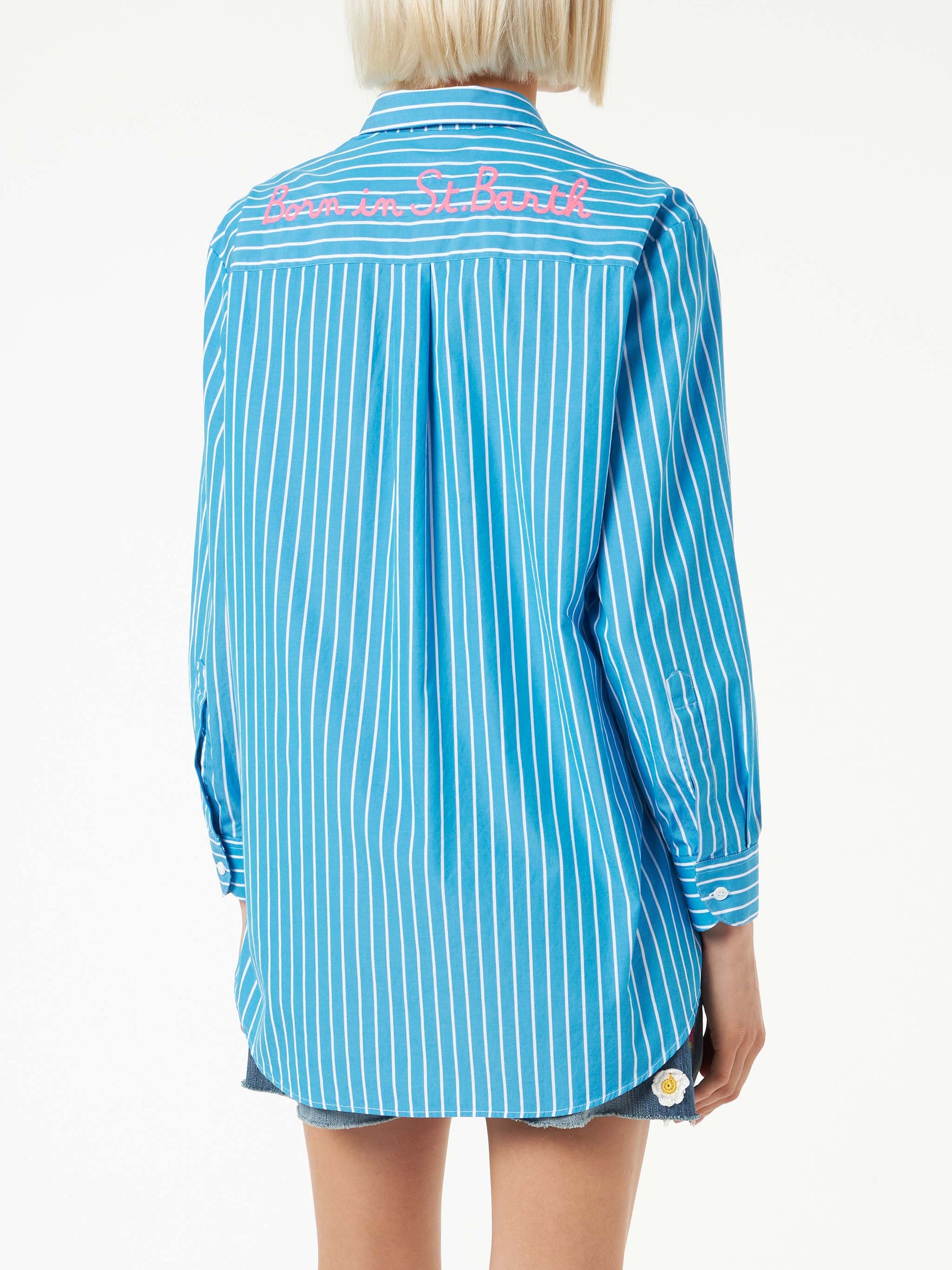Striped cotton shirt with Born in St. Barth embroidery - MC2 Saint Barth
