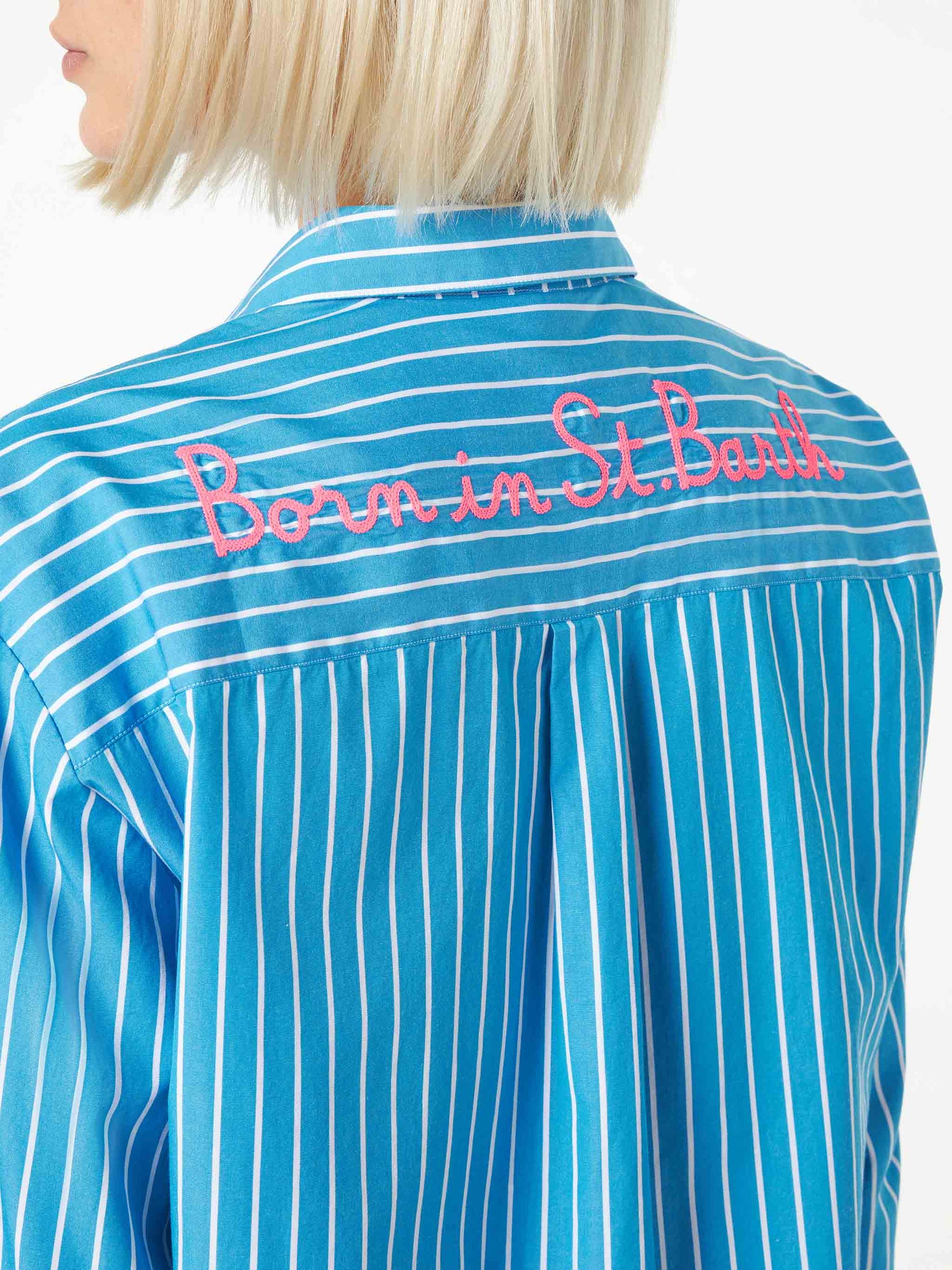 Striped cotton shirt with Born in St. Barth embroidery - MC2 Saint Barth