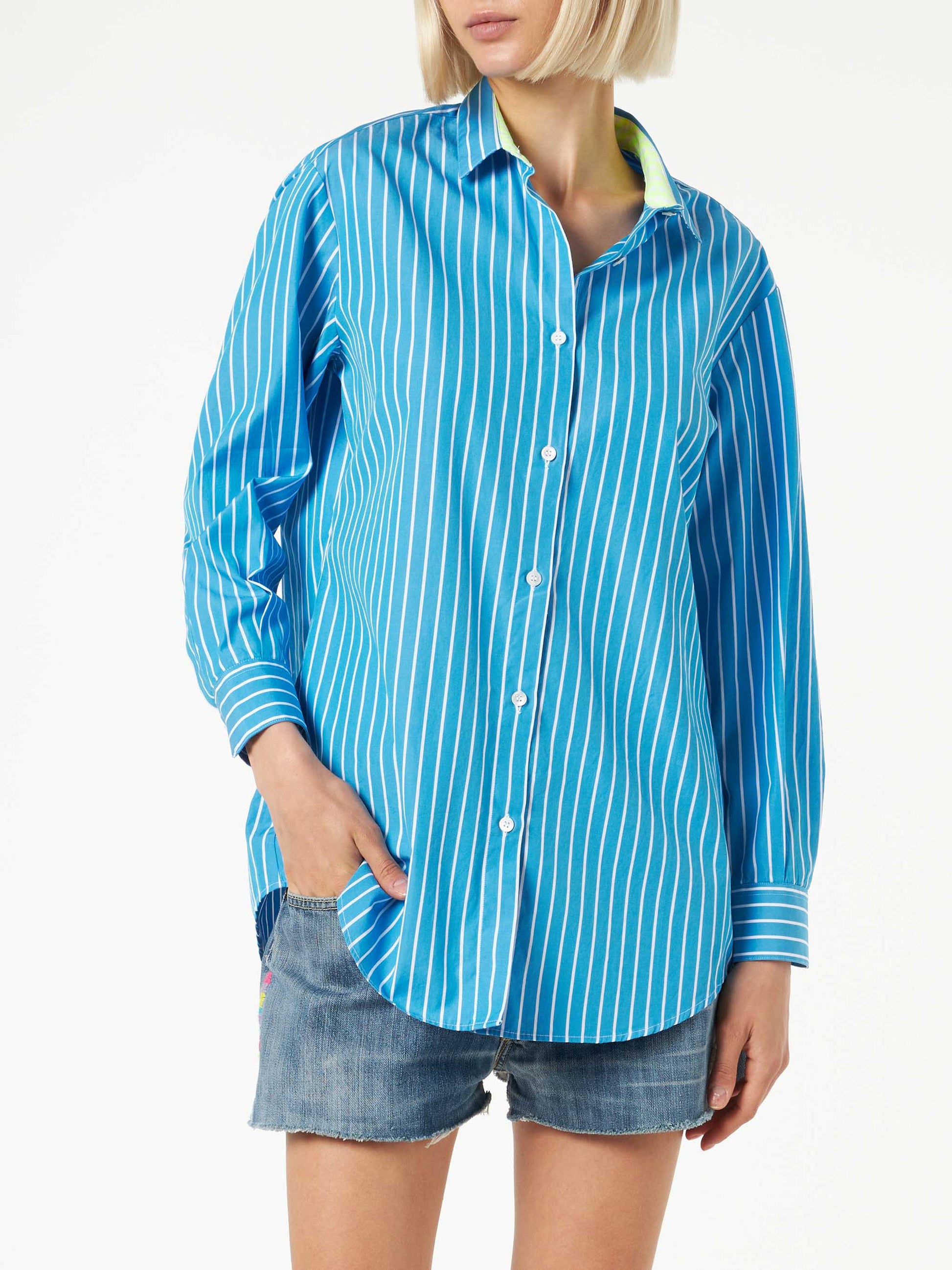 Striped cotton shirt with Born in St. Barth embroidery - MC2 Saint Barth