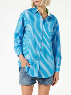 Striped cotton shirt with Born in St. Barth embroidery - MC2 Saint Barth