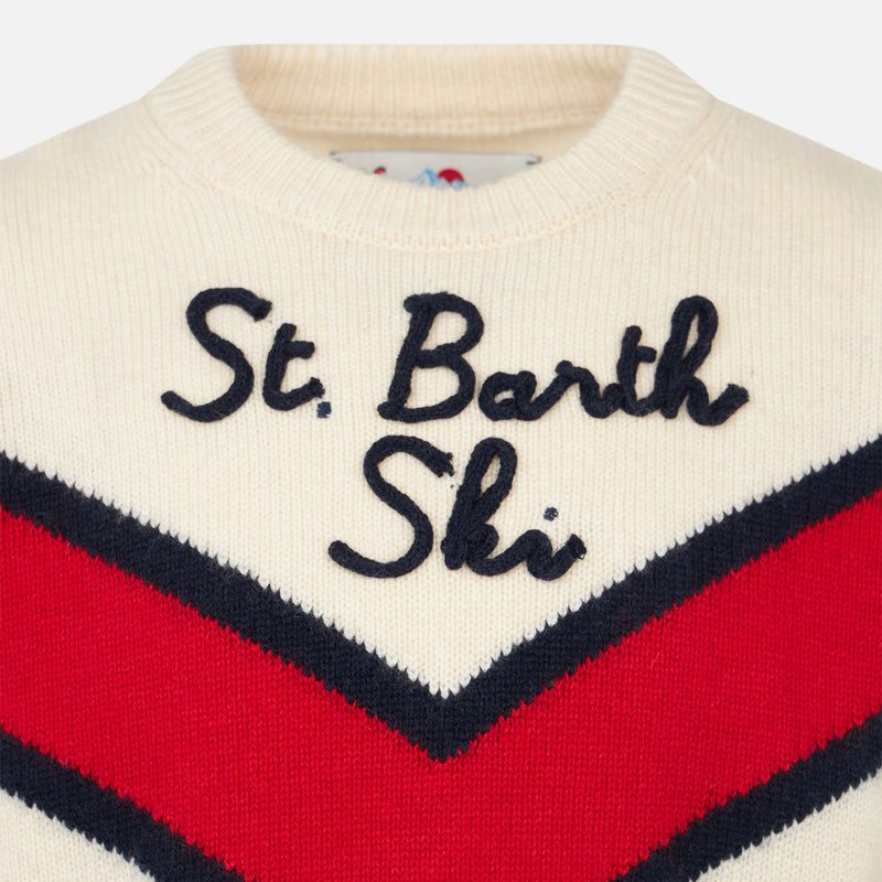 Maglia da bambino girocollo con ricamo Saint Barth Ski