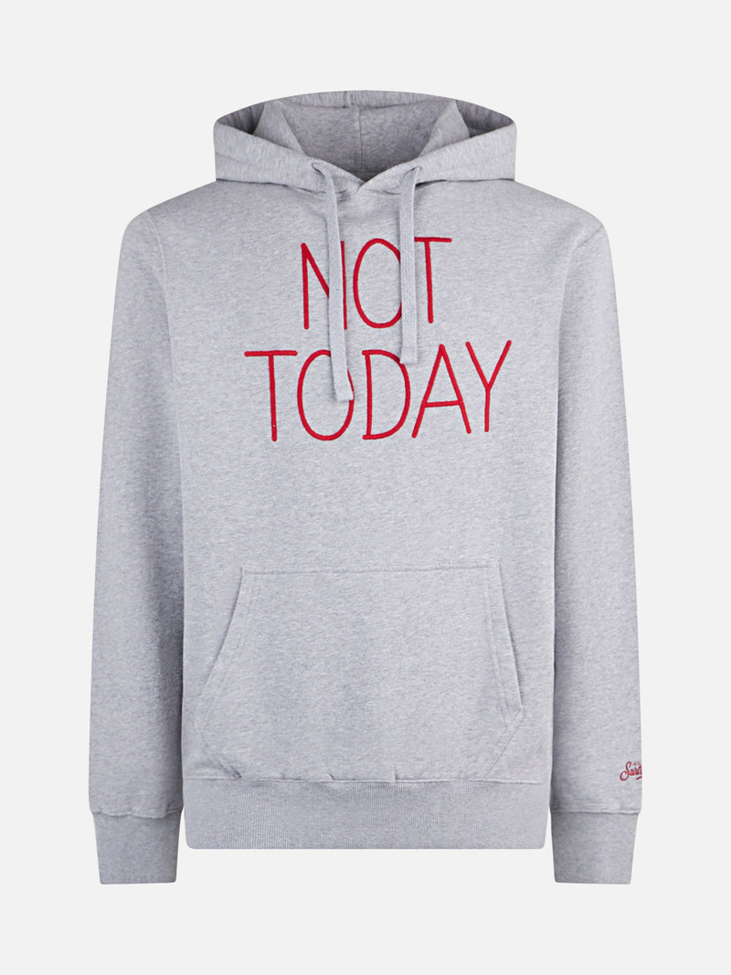 Grauer Kapuzenpullover für Herren mit „Not Today“-Stickerei