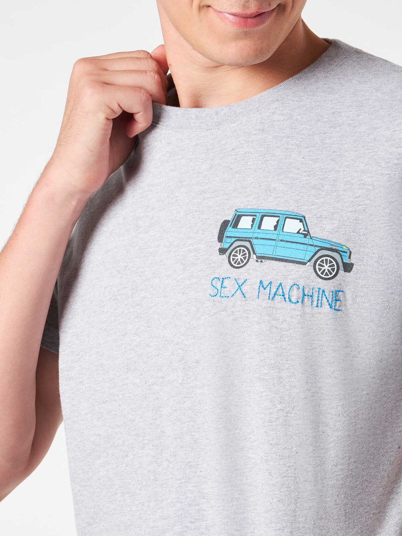 Herren-T-Shirt aus schwerer Baumwolle mit „Sex Machine“-Stickerei