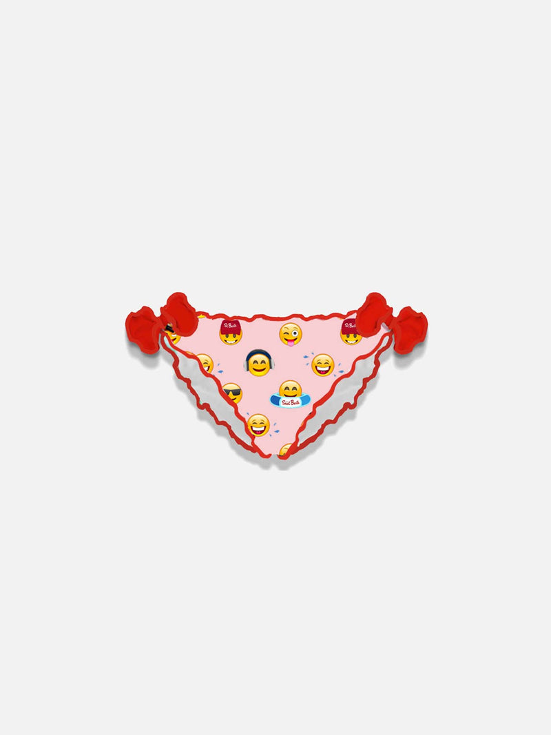 Girl swim briefs with emoticon print