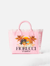 Colette rosafarbene Handtasche aus Baumwollcanvas mit Fiorucci Angels-Print | FIORUCCI-SONDERAUSGABE