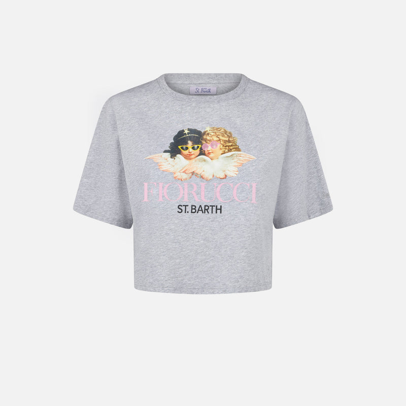 T-shirt crop da donna con stampa Angelo Fiorucci | FIORUCCI EDIZIONE SPECIALE