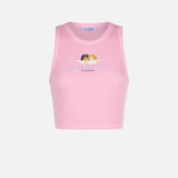 Cotton crop tank top with Fiorucci print | FIORUCCI SPECIAL EDITION