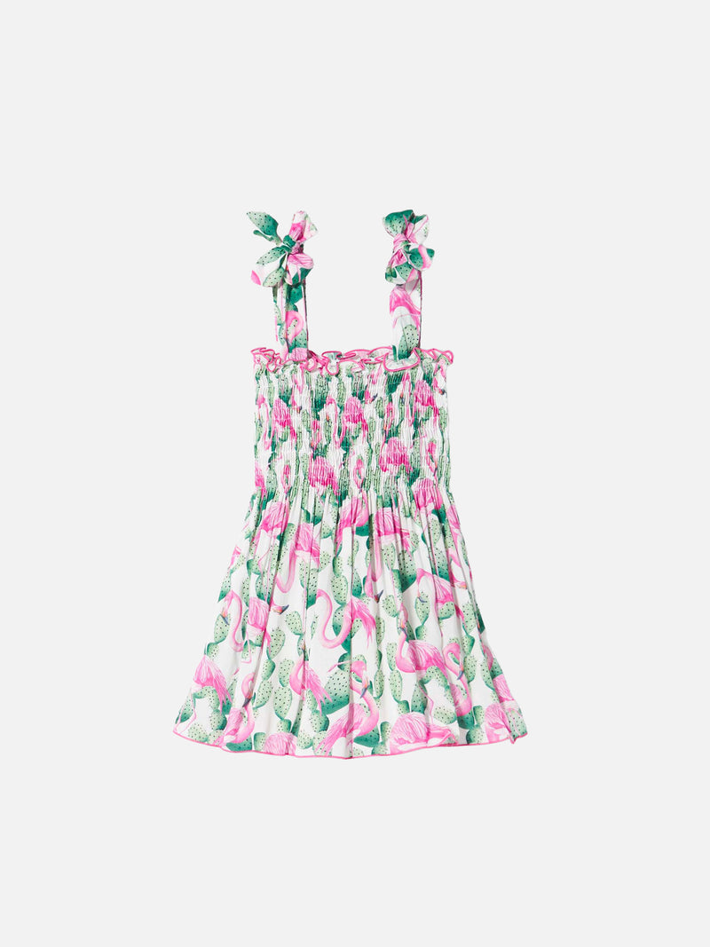 Girl dress flamingo print