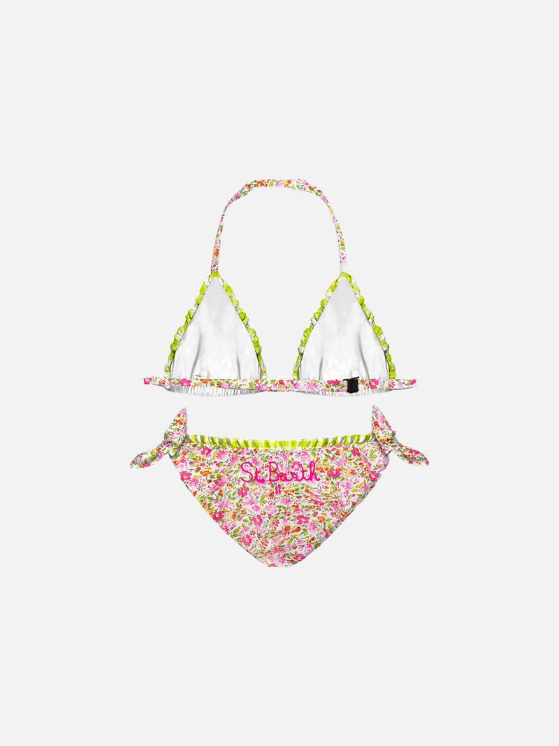 Mädchen-Triangel-Bikini mit Blumen | Hergestellt aus Liberty-Stoff