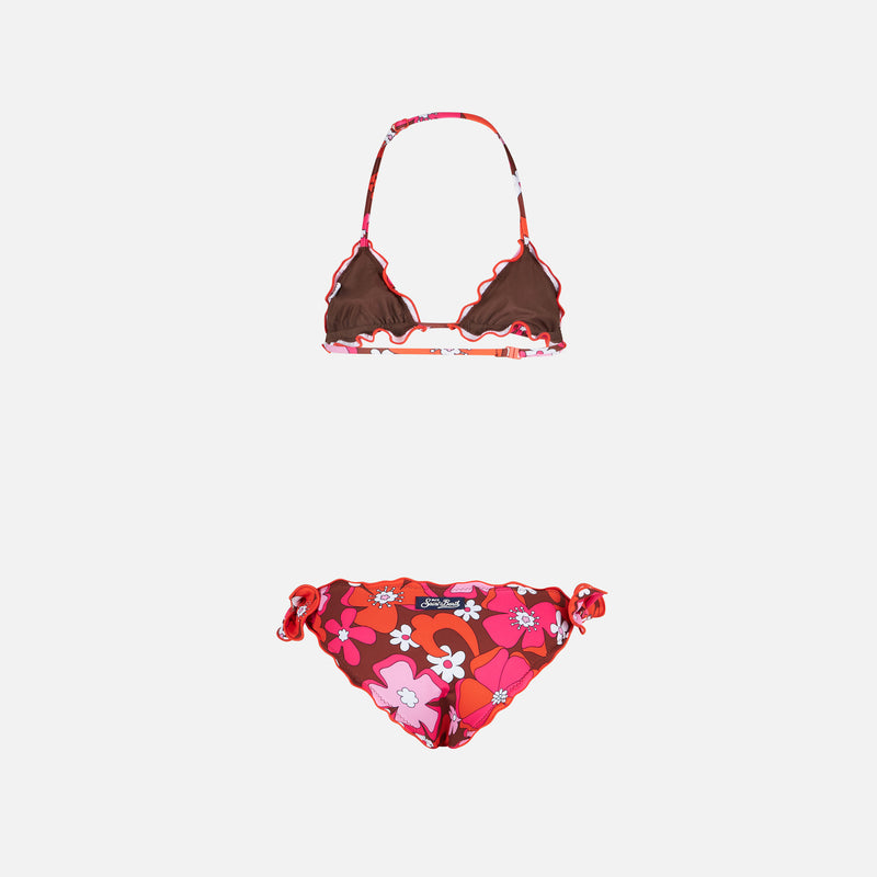 Girl triangle bikini with flowers print