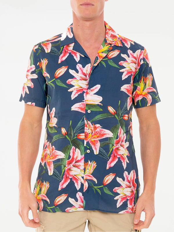 Camicia da uomo stampa tropicale