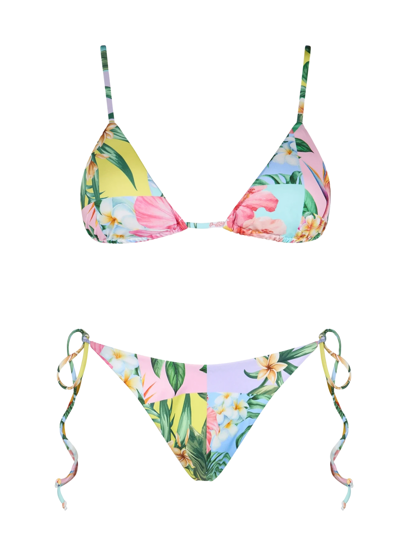 Patch flower color triangle bikini