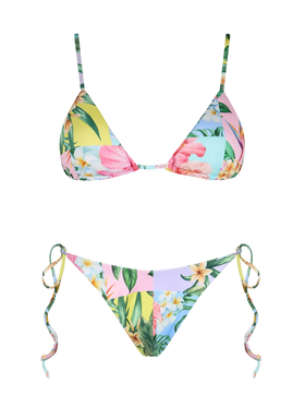 Patch flower color triangle bikini