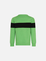 Maglia da bambino verde fluo con scritta Off-Piste