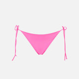 Woman fluo pink swim briefs with side laces