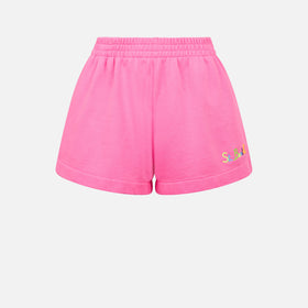 Kurze Damenhose aus fluorosa Baumwolle