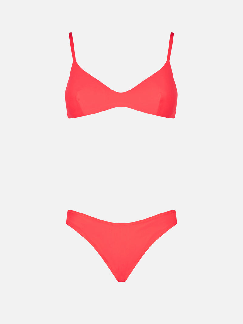 Damen-Bralette-Bikini in Neonrot