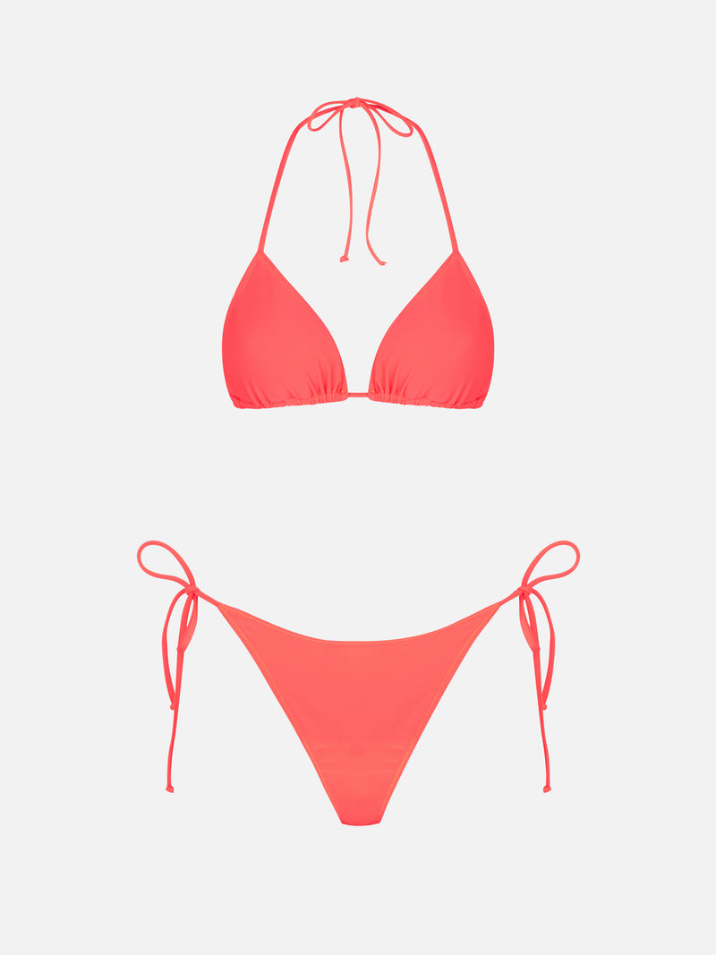 Bikini da donna a triangolo rosso fluo