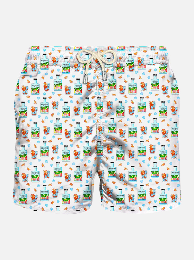 Herren-Badeshorts aus leichtem Stoff mit Gin-Print | PORTOFINO DRY GIN SONDEREDITION