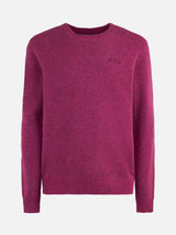 Man fuchsia stretch wool sweater with St. Barth embroidery