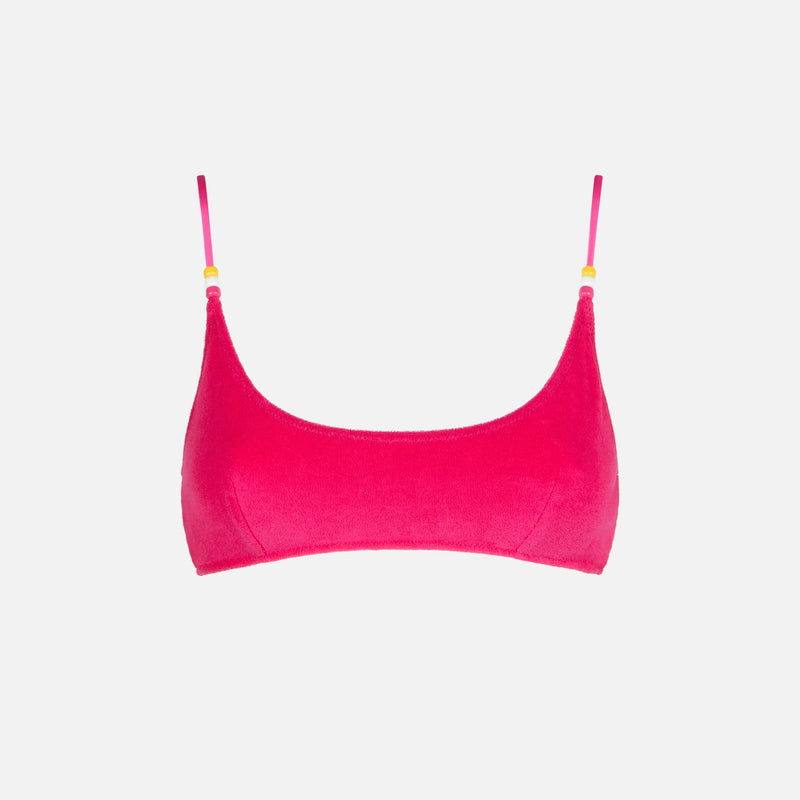 Frottee-Bralette-Badeanzug für Damen in Fuchsia