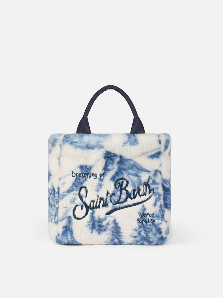 Furry soft Mini Vanity bag with toile de jouy print