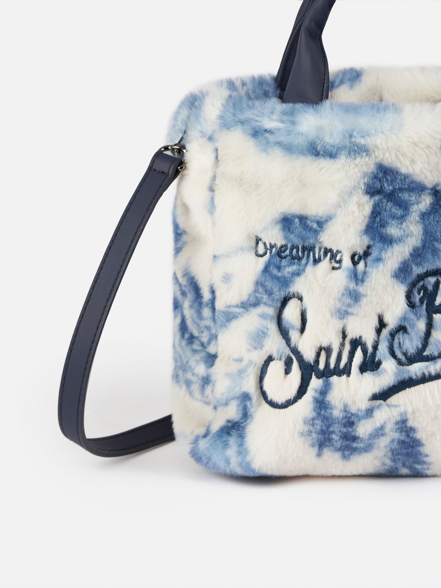 Borsa Mini Vanity morbida e pelosa con stampa toile de jouy