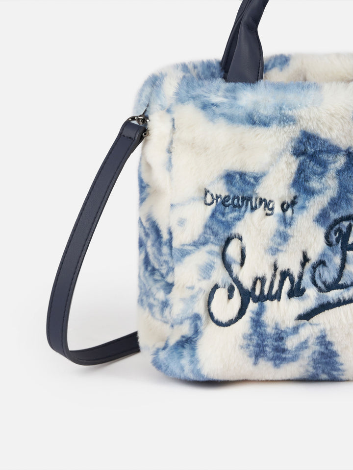 Furry soft Mini Vanity bag with toile de jouy print