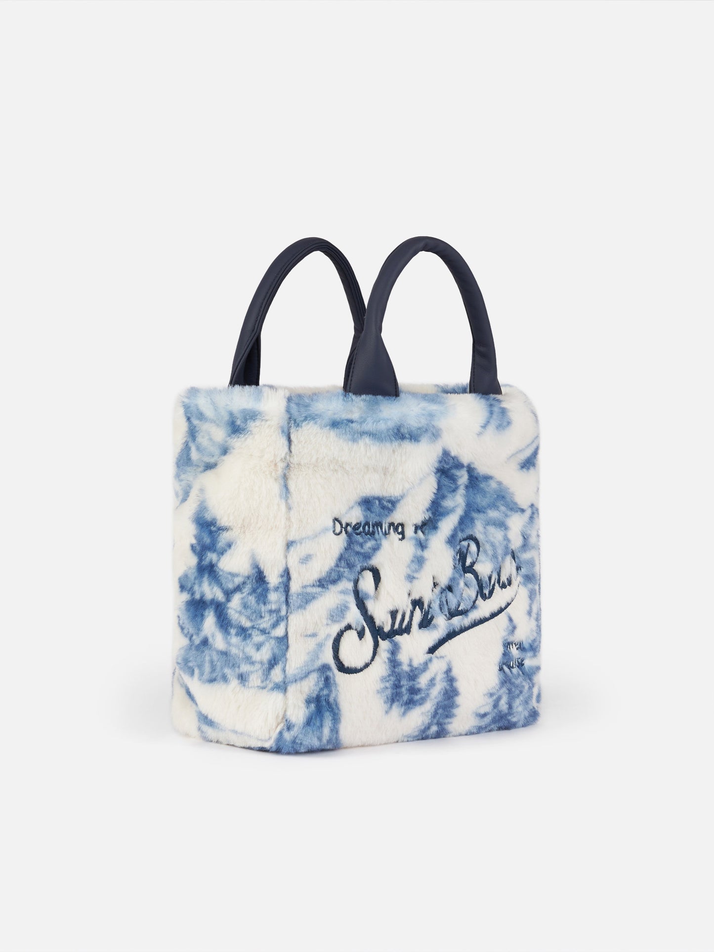 Borsa Mini Vanity morbida e pelosa con stampa toile de jouy